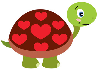 Valentine turtle with hearts on shell

