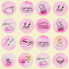 accessories women's little things, earrings, lipsticks, bag. cosmetics,make up