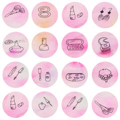 accessories women's little things, earrings, lipsticks, bag. cosmetics,make up