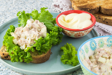Sandwich with tuna salad.