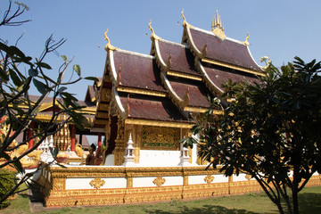A beautiful view of buddhist temple Wat Saeng Kaew at Chiang Rai, Thailand.