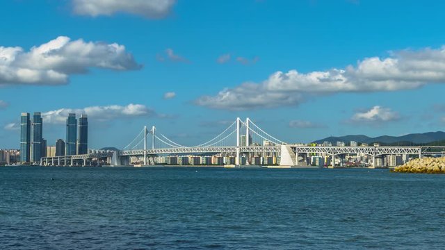  Time Lapse 4k Gwangan bridge and Haeundae in Busan,Korea