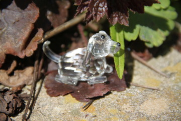 Transparent shiny cristal glass dog figurine sculpture 