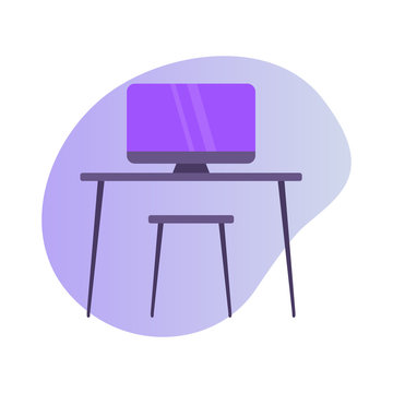 computer work desk or workspace icon with modern color full and fluid shape wave