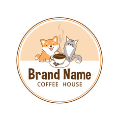 Cat Dog Coffee Cafe Logo Design