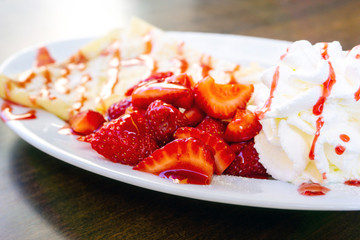 Homemade french crepe on the table