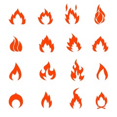 fire orange icons set collection