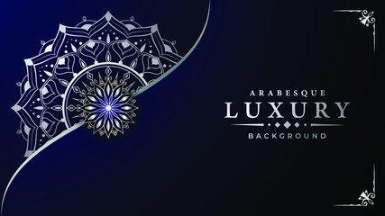 Luxury mandala background with silver arabesque. luxury ornamental mandala design background in dark color. mandala vector Islamic, Turkish, Saudi Arabic, Qatar, Bahrain, Iran, Iraq, Pakistan, India.