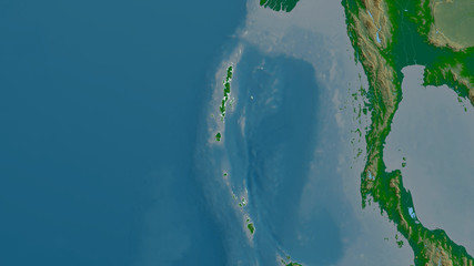 Andaman and Nicobar, India - outlined. Physical
