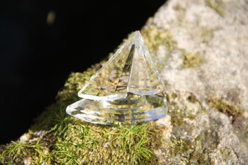 Cristal transparent glass sailing ship figurine