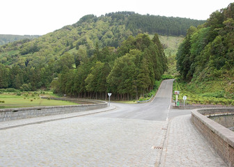 SAO MIGUEL, SETE CIDADES, AZORES, PORTUGAL, EUROPE, SPRING. Canal Das 7 Cidades Azores. Seven cities lake in Sao Miguel.