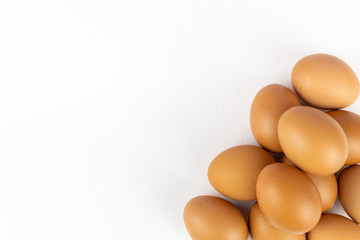 Raw chicken egg isolated on white background, space for text.
