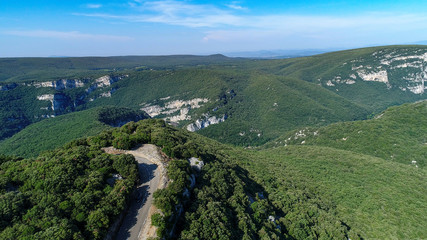 Les gorges de l'Ardèche en France vue du ciel