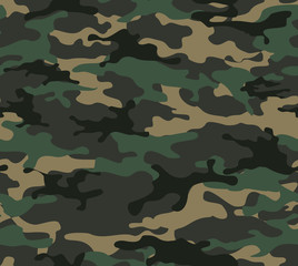 Camouflage seamless pattern on fabric on paper.Military camo.Hunting background.Vector