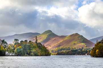 The fells by Derwent water known as cat bells is just three miles outside of the town of Keswick in the English Lake District. 