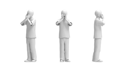 3D rendering of a child boy shouting calling isolated studio