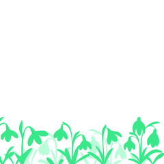 Fototapeta na wymiar Snowdrop, spring flower silhouettes background. Stock vector design for invitation