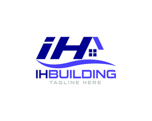 Initial  combination letters I and H or IH Building logo design template fully vector