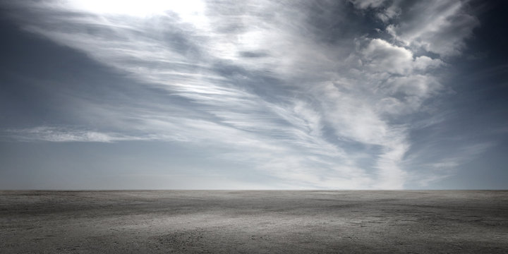 Floor Background with Dramatic Sky Clouds Empty Panoramic Horizon Landscape