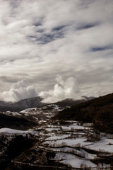 Snowy mountains in the Pyrenees in Ribes de Freser