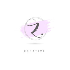Simple Elegant Initial Letter Z Logo Sign Symbol Icon with Brush Stroke Element. Design Vector Illustration Template.