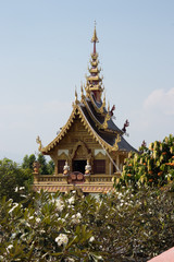 Naklejka premium A beautiful view of buddhist temple Wat Saeng Kaew at Chiang Rai, Thailand.