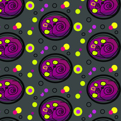 Naklejka premium Pattern. On a gray dark background circles and ovyly. Abstraction. Wallpaper. The cloth. Brown paper. Wrapping paper.