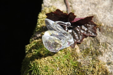 Glass cristal elegant swan miniature figurine