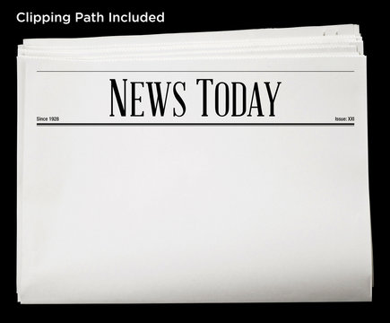 Daily newspaper blank template content isolated with clipping path.
