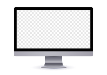 Simple computer mockup with blank checkered transparent screen.