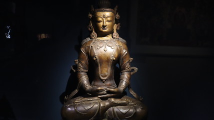 Mumbai, Maharastra/India- April 07 2020: Brass statue of the hindu god- Agni.