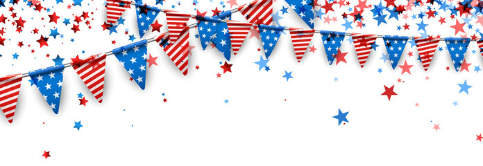 American colors triangle flags garland.