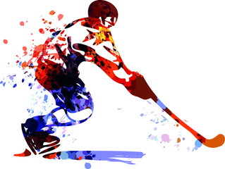 Color vector illustration of hockey player