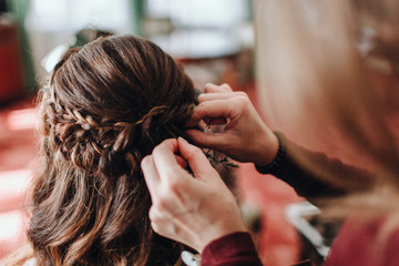 Naklejka premium young woman with her hair in the salon