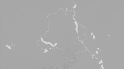 National Capital Territory of Delhi, India - outlined. Grayscale