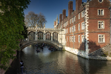 The town of Cambridge with its old buildings in England