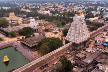 Aerial view on South India ancient temple Gopura, India, Ekambaranath