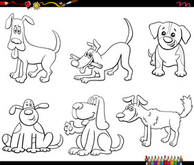 cartoon dog characters set color book page