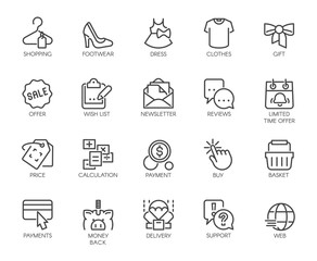 Icons Set Shopping, E-commerce, Department Online Store