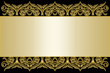 golden banner on metallic background , ornamental baroque frame,
