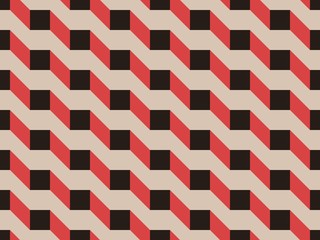 Bright colors of seamless pattern with  three-dimensional figures and  cube.