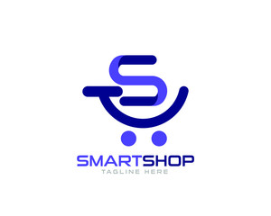 Initial letter s shopping logo design 