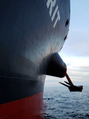 Bow of a tanker ship vessel with anchor © Larry