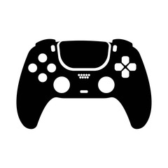 dualsense controller concept design playstation 5, sony, joystick or gamepad for playing on a console in game, black white silhouette, isolated on a white background © Dismatin