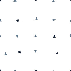 Childish seamless pattern with hand drawn triangles. Simple Blue triangle pattern.