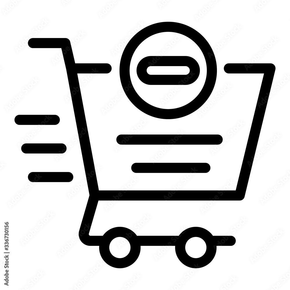 Poster fast restriction shop cart icon. outline fast restriction shop cart vector icon for web design isola