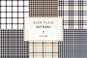 Glen and houndstooth seamless patterns - obrazy, fototapety, plakaty