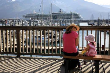 Seward, Alaska / USA - August 08, 2019: Seward port view, Seward, Alaska, USA