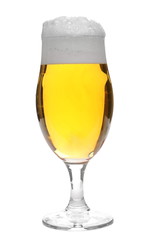 Cold beer in glass isolated on white background