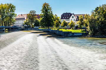 View over the River Lech embankment in Landsberg am Lech, Bavaria